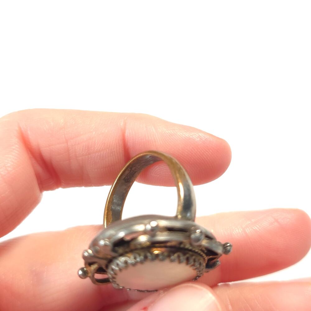 Vintage Unsigned Silver Tone Chunky Ring Statemen… - image 6
